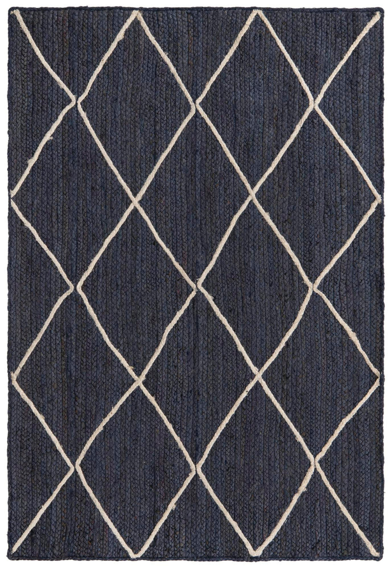 Woven Seaside Jute Collection Area Rug - Harbor Cove Rectangle Navy Blue  lifestyle 4