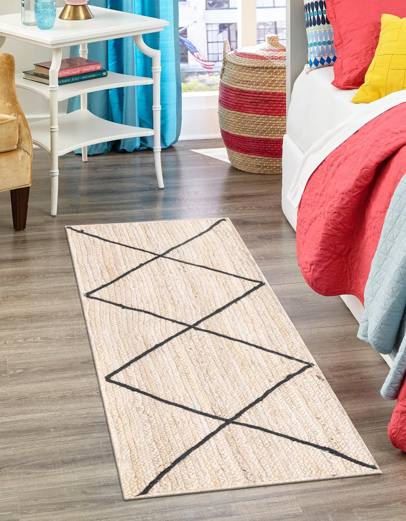 Woven Seaside Jute Collection Area Rug - Harbor Cove Runner Ivory and Black  lifestyle 159