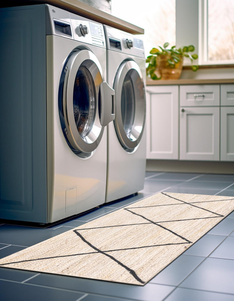 Woven Seaside Jute Collection Area Rug - Harbor Cove Runner Ivory and Black  lifestyle 165