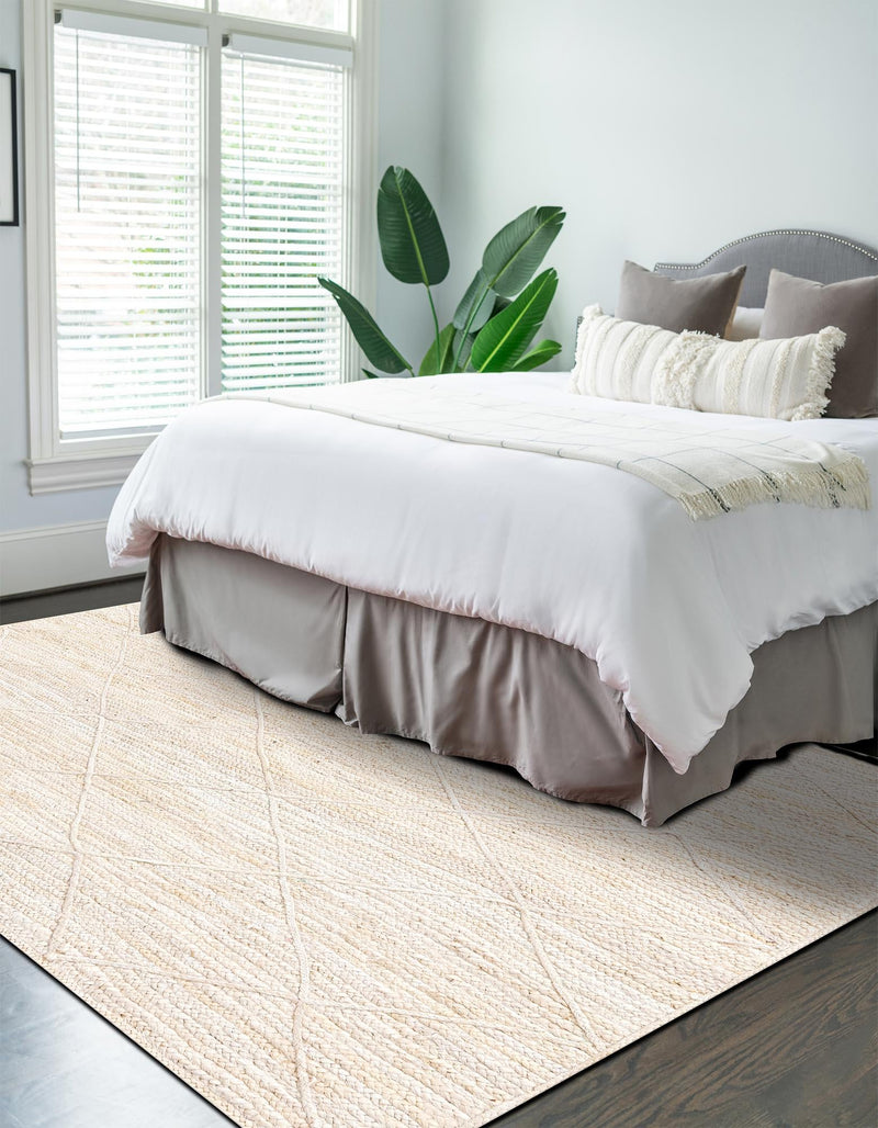 Woven Seaside Jute Collection Area Rug - Harbor Cove Rectangle Ivory  lifestyle 12