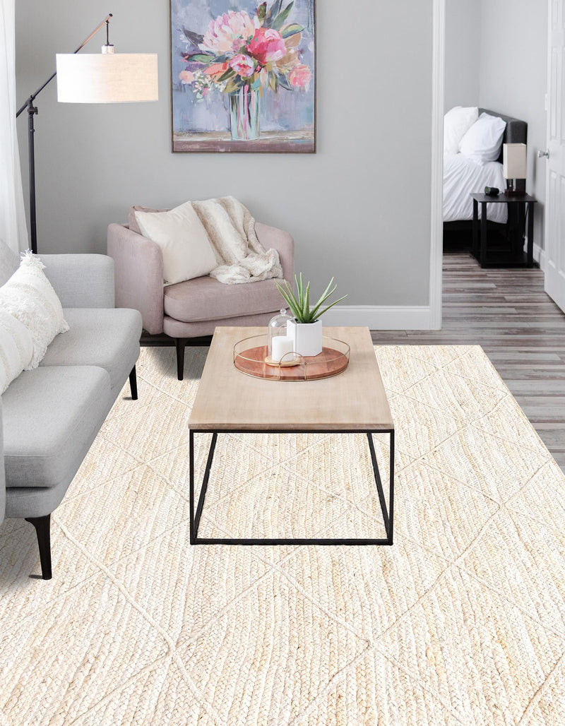 Woven Seaside Jute Collection Area Rug - Harbor Cove Rectangle Ivory  lifestyle 27