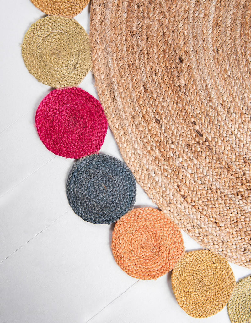 Woven Seaside Jute Collection Area Rug - Santorini Round Natural  lifestyle 12