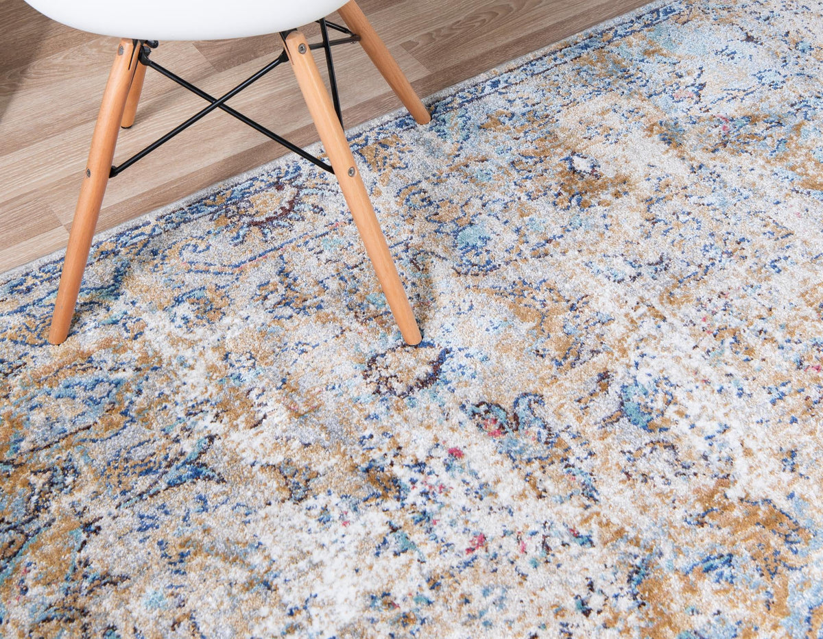 Charleston Elegance Collection Area Rug -  Edisto Square Light Blue  lifestyle 16