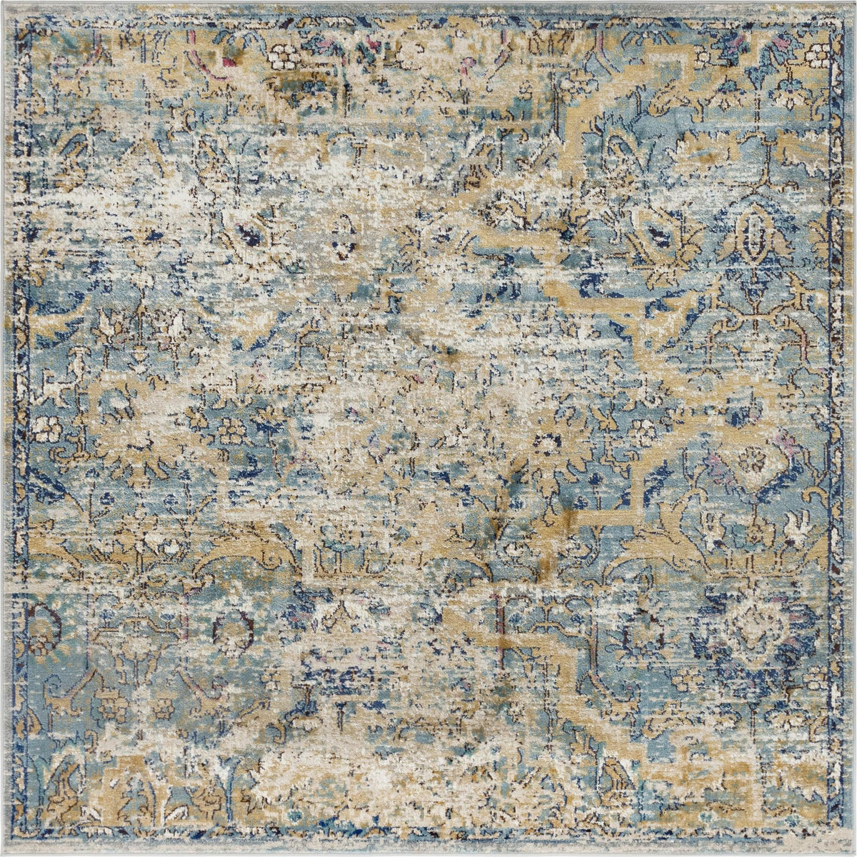 Charleston Elegance Collection Area Rug -  Edisto Square Light Blue  lifestyle 5