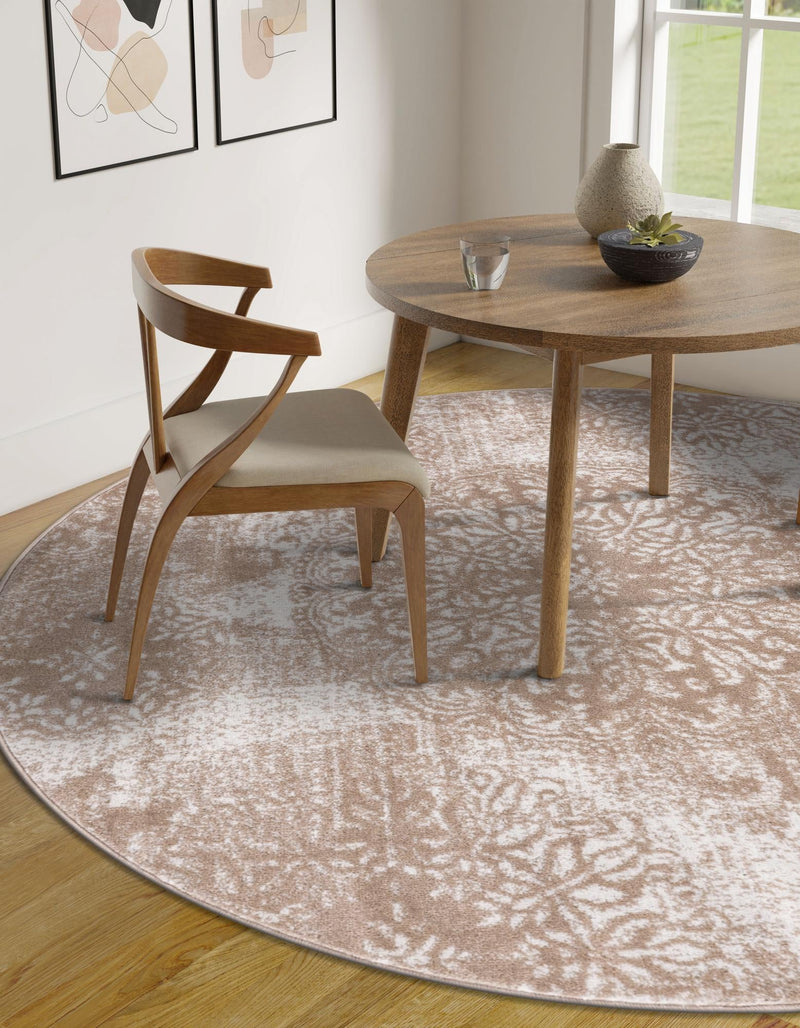 Riviera Elegance Collection Area Rug -  Monaco (Beige) Round Beige  lifestyle 8