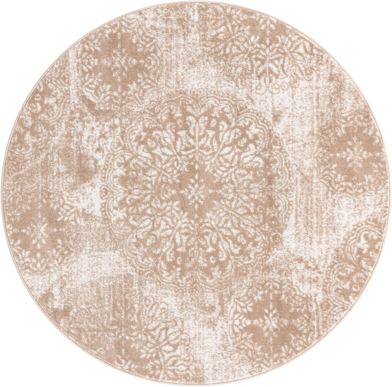 Riviera Elegance Collection Area Rug -  Monaco (Beige) Round Beige Main