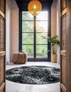 Riviera Elegance Collection Area Rug -  Monaco (Black) Round Black  lifestyle 14