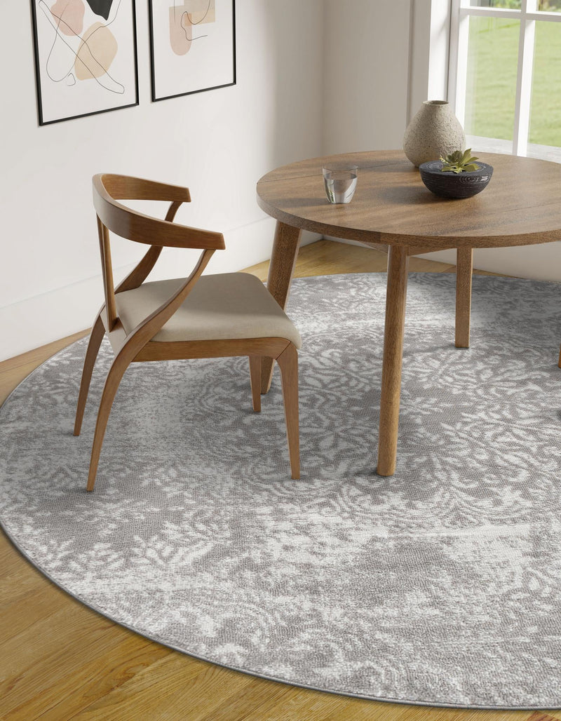 Riviera Elegance Collection Area Rug -  Monaco (Light Gray) Round Light Gray  lifestyle 22