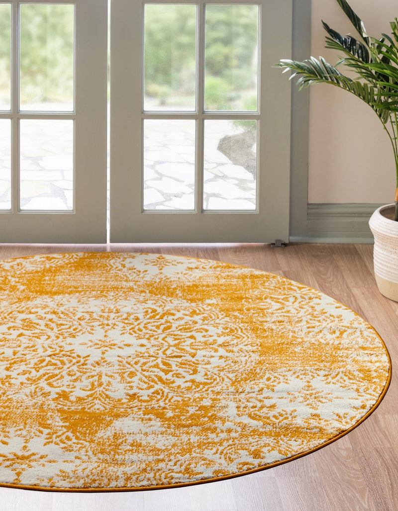 Riviera Elegance Collection Area Rug -  Monaco (Yellow) Round Yellow  lifestyle 41