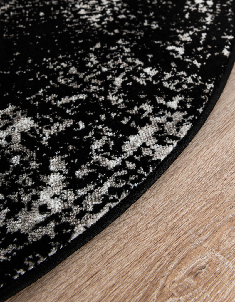 Riviera Elegance Collection Area Rug - Antibes (Black) Round Black  lifestyle 42