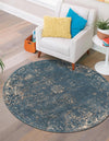 Riviera Elegance Collection Area Rug - Antibes (Blue) Round Blue  lifestyle 43