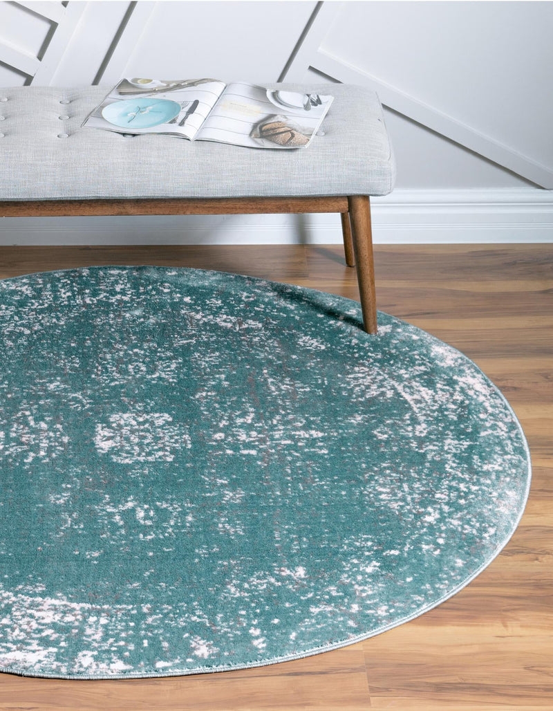 Riviera Elegance Collection Area Rug - Antibes (Turquoise) Round Turquoise  lifestyle 37