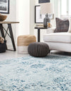 Riviera Elegance Collection Area Rug - Antibes (Light Blue) Round Light Blue  lifestyle 3