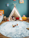 Riviera Elegance Collection Area Rug - Antibes (Light Blue) Round Light Blue  lifestyle 5