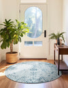 Riviera Elegance Collection Area Rug - Antibes (Light Blue) Round Light Blue  lifestyle 9