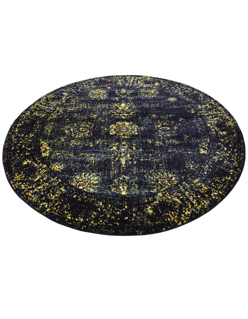 Riviera Elegance Collection Area Rug - Antibes (Navy Blue) Round Navy Blue  lifestyle 45