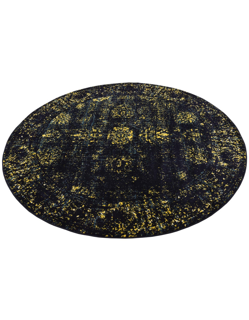 Riviera Elegance Collection Area Rug - Antibes (Navy Blue) Round Navy Blue  lifestyle 46