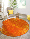 Riviera Elegance Collection Area Rug - Antibes (Orange) Round Orange  lifestyle 7