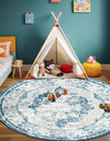 Riviera Elegance Collection Area Rug -  Menton (Blue) Round Blue  lifestyle 26