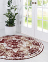 Riviera Elegance Collection Area Rug -  Menton (Burgundy) Round Burgundy  lifestyle 59