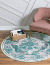Riviera Elegance Collection Area Rug -  Menton (Turquoise) Round Turquoise  lifestyle 44