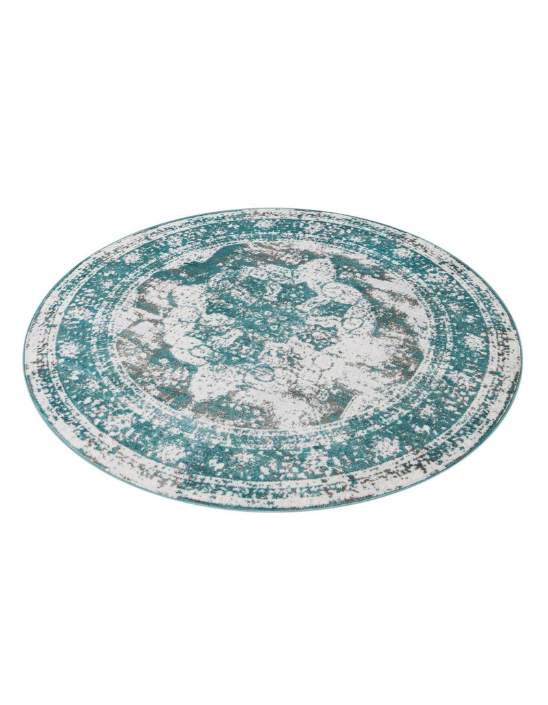 Riviera Elegance Collection Area Rug -  Menton (Turquoise) Round Turquoise  lifestyle 46