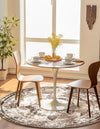 Riviera Elegance Collection Area Rug -  Menton (Light Brown) Round Light Brown  lifestyle 24