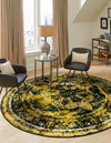 Riviera Elegance Collection Area Rug -  Menton (Navy Blue) Round Navy Blue  lifestyle 0