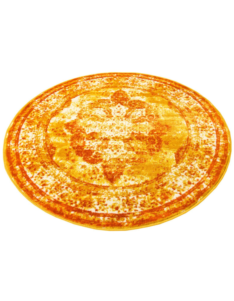 Riviera Elegance Collection Area Rug -  Menton (Orange) Round Orange  lifestyle 48
