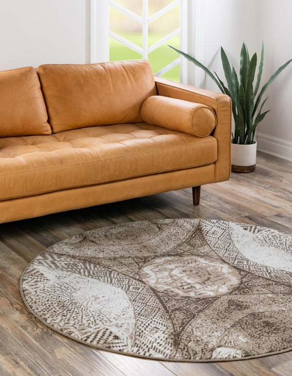 Riviera Elegance Collection Area Rug -  Nice Round Brown  lifestyle 11