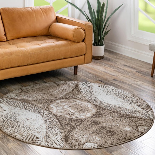 Riviera Elegance Collection Area Rug -  Nice Round Brown  lifestyle 29