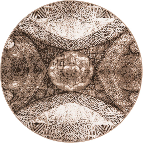 Riviera Elegance Collection Area Rug -  Nice Round Brown Main