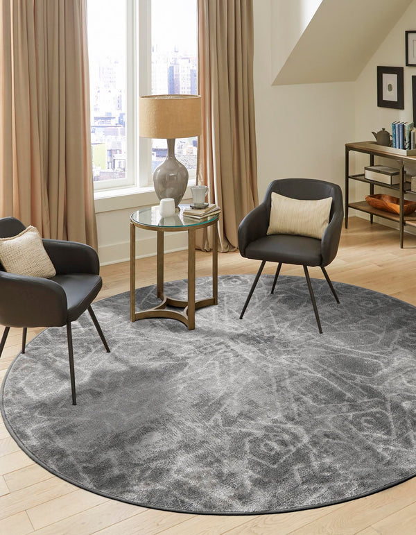 Riviera Elegance Collection Area Rug -  Grasse Round Dark Gray  lifestyle 4
