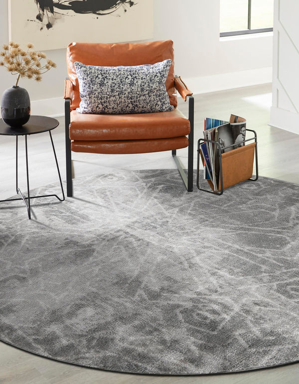 Riviera Elegance Collection Area Rug -  Grasse Round Dark Gray  lifestyle 9