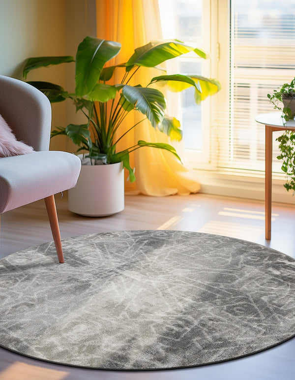 Riviera Elegance Collection Area Rug -  Grasse Round Dark Gray  lifestyle 21