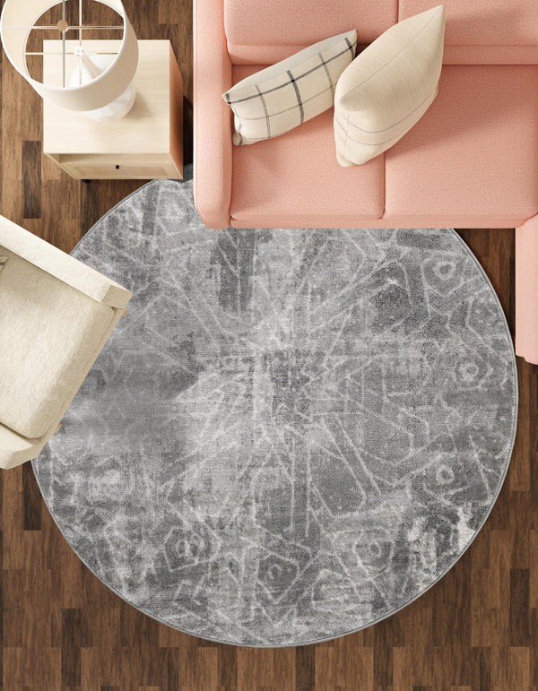 Riviera Elegance Collection Area Rug -  Grasse Round Dark Gray  lifestyle 26