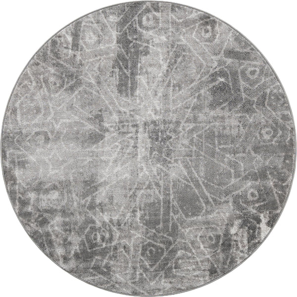 Riviera Elegance Collection Area Rug -  Grasse Round Dark Gray Main