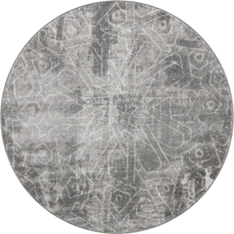 Riviera Elegance Collection Area Rug -  Grasse Round Dark Gray Main
