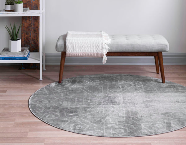 Riviera Elegance Collection Area Rug -  Grasse Round Dark Gray  lifestyle 3