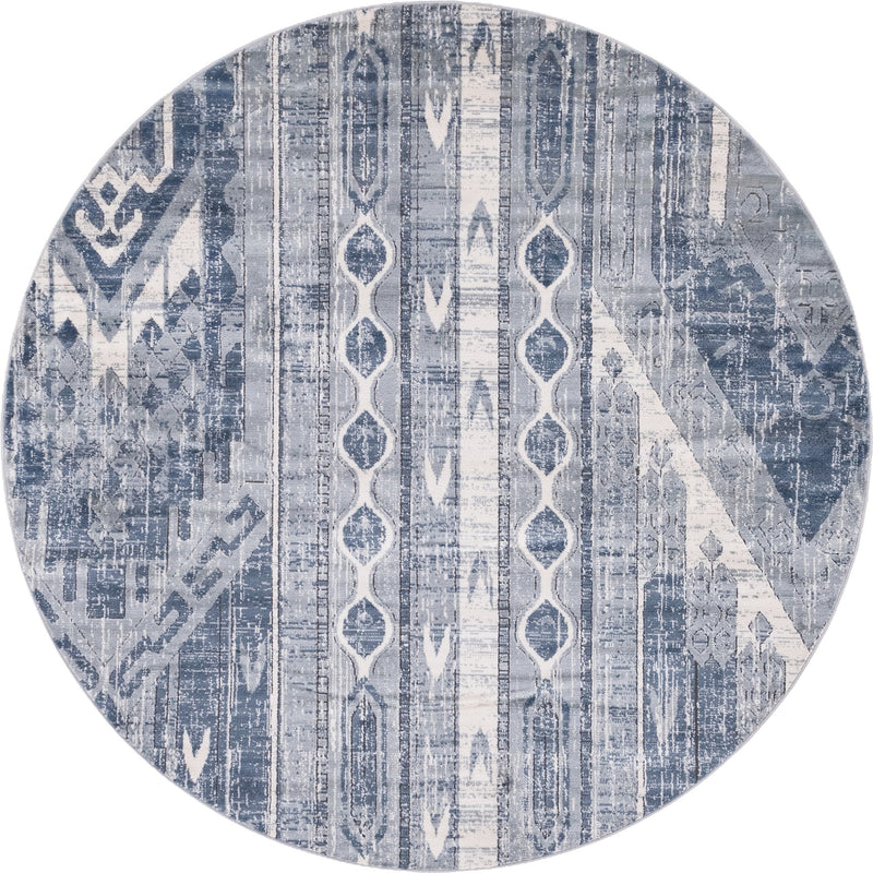 Cascade Range Collection Area Rug - Hood (Blue Gray) Round Blue Gray Main