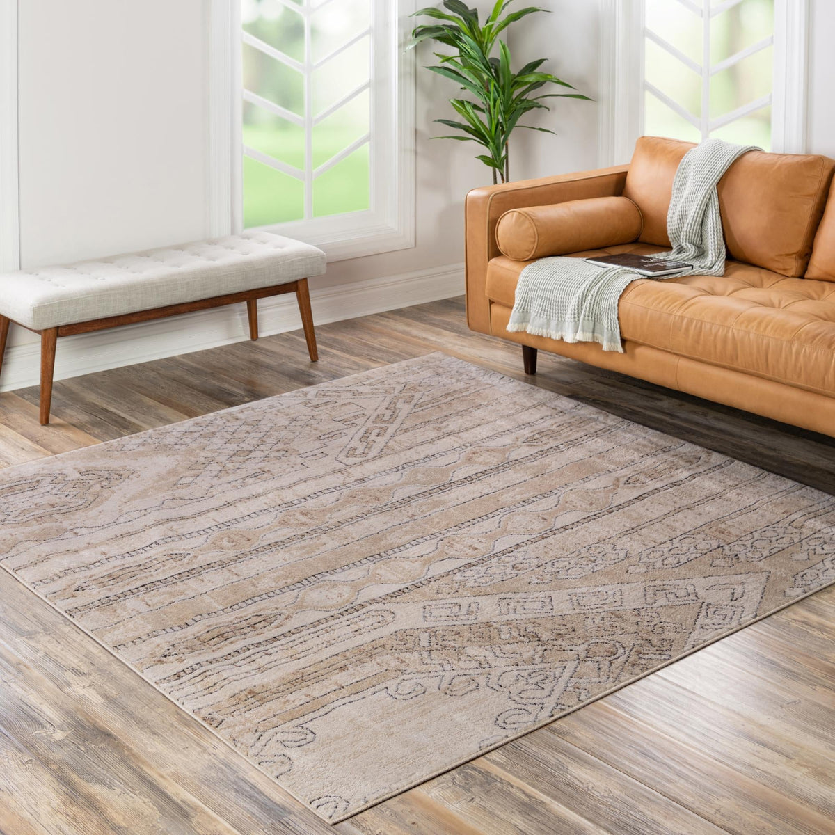 Cascade Range Collection Area Rug - Hood (Ivory) Square Ivory  lifestyle 55