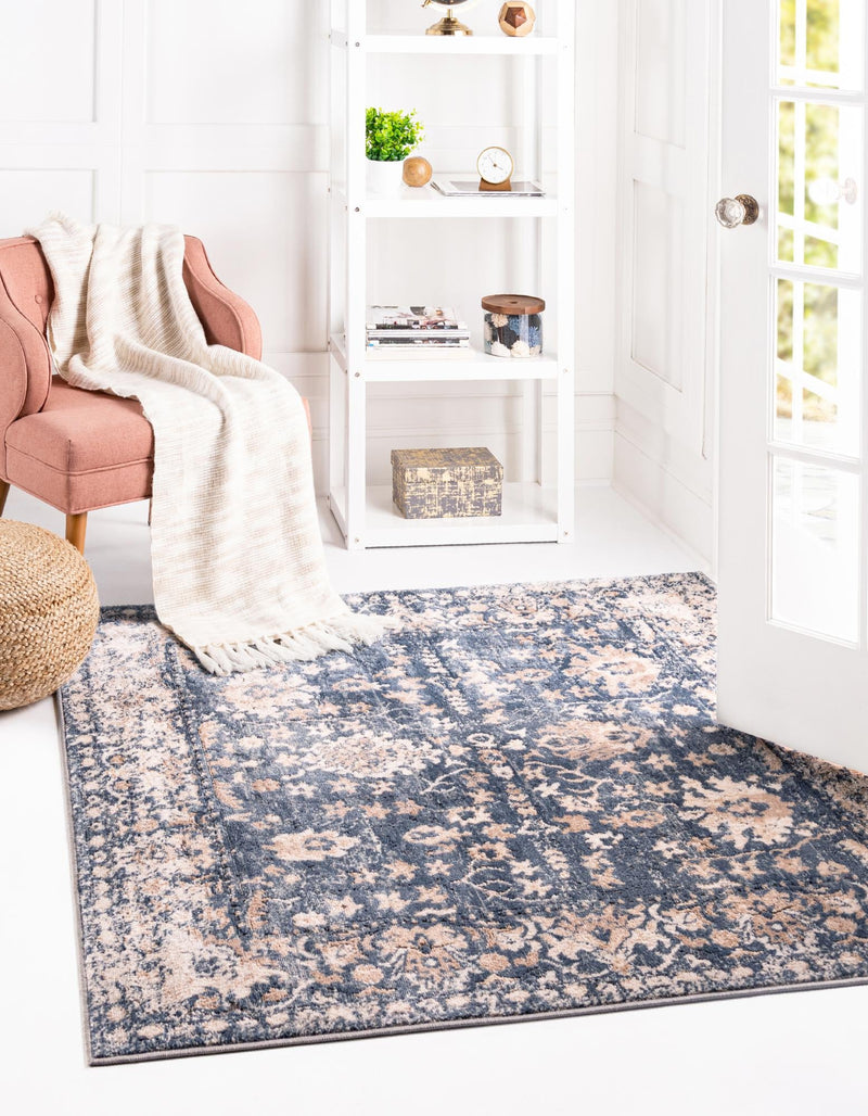 Cascade Range Collection Area Rug -  Shasta (Blue) Square Blue  lifestyle 0