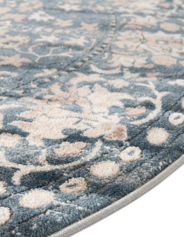 Cascade Range Collection Area Rug -  Shasta (Blue) Round Blue  lifestyle 7
