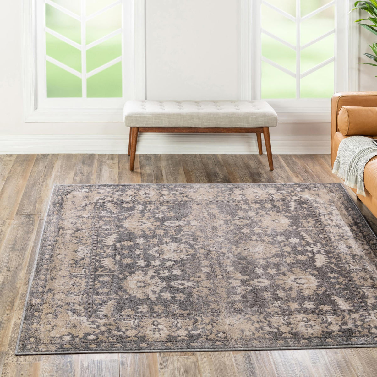 Cascade Range Collection Area Rug -  Shasta (Gray) Square Gray  lifestyle 40