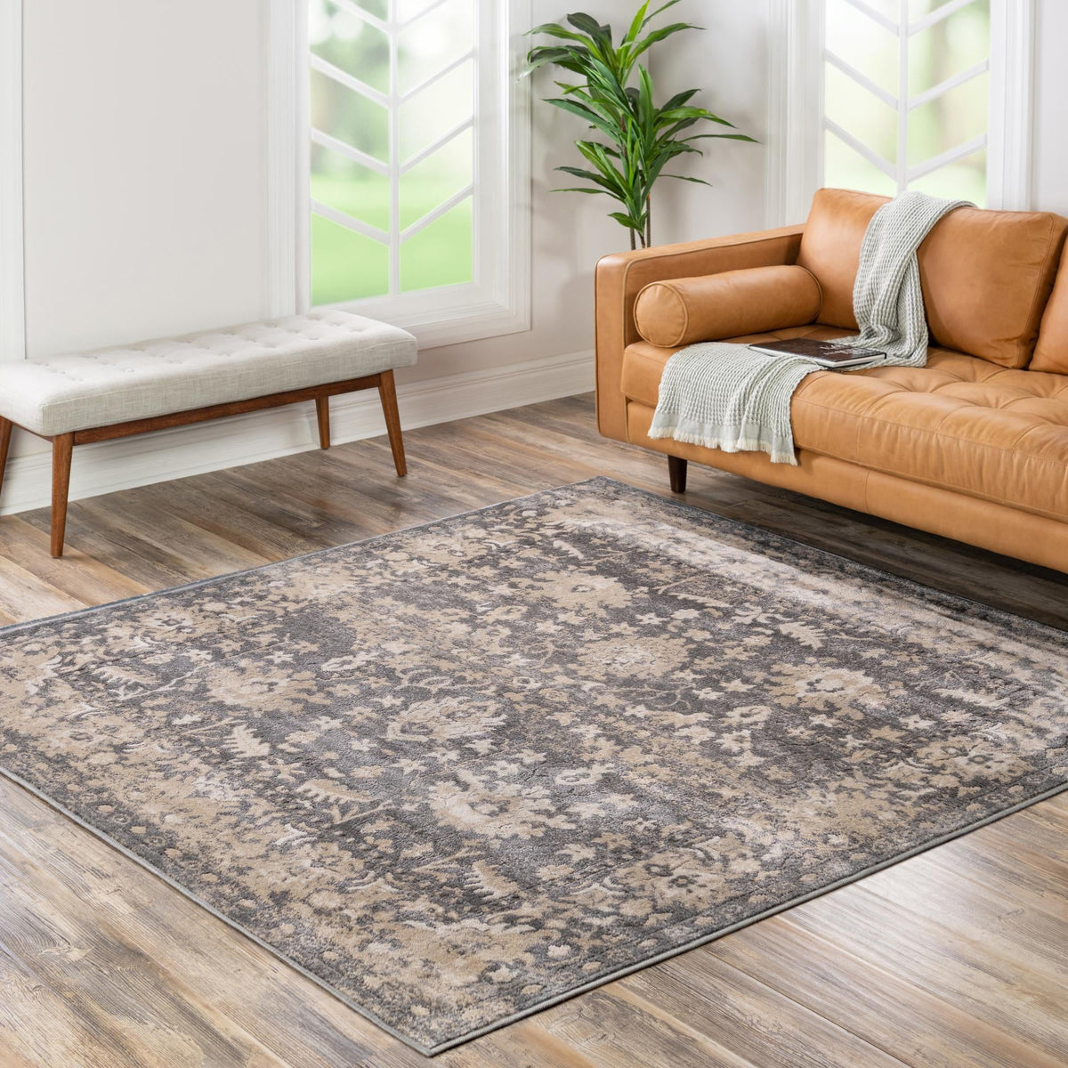 Cascade Range Collection Area Rug -  Shasta (Gray) Square Gray  lifestyle 41
