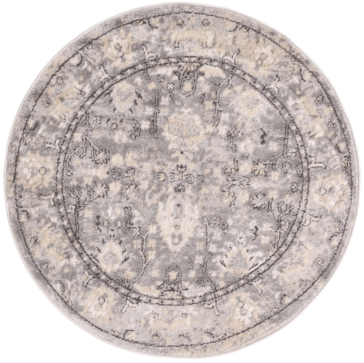 Cascade Range Collection Area Rug -  Shasta (Gray) Round Gray Main