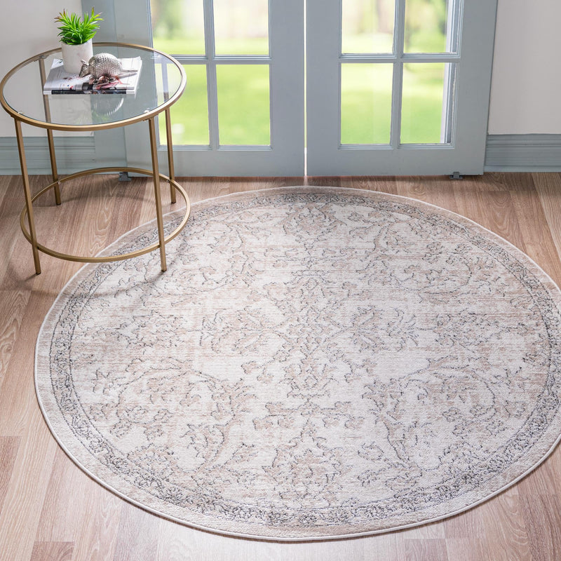 Cascade Range Collection Area Rug -  Helena Round Ivory  lifestyle 0