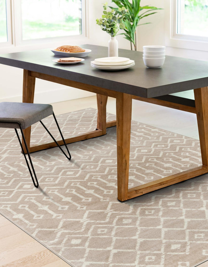 Marrakech Lattice Collection Area Rug - Medina (Beige) Rectangular Beige  lifestyle 14