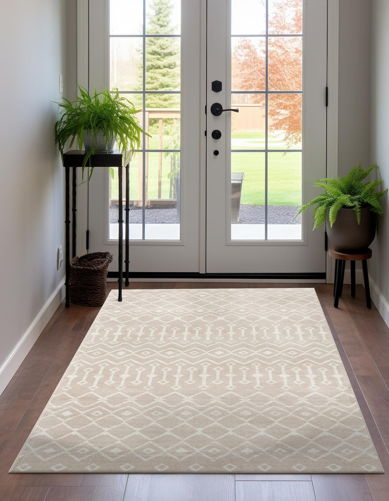Marrakech Lattice Collection Area Rug - Medina (Beige) Rectangular Beige  lifestyle 29
