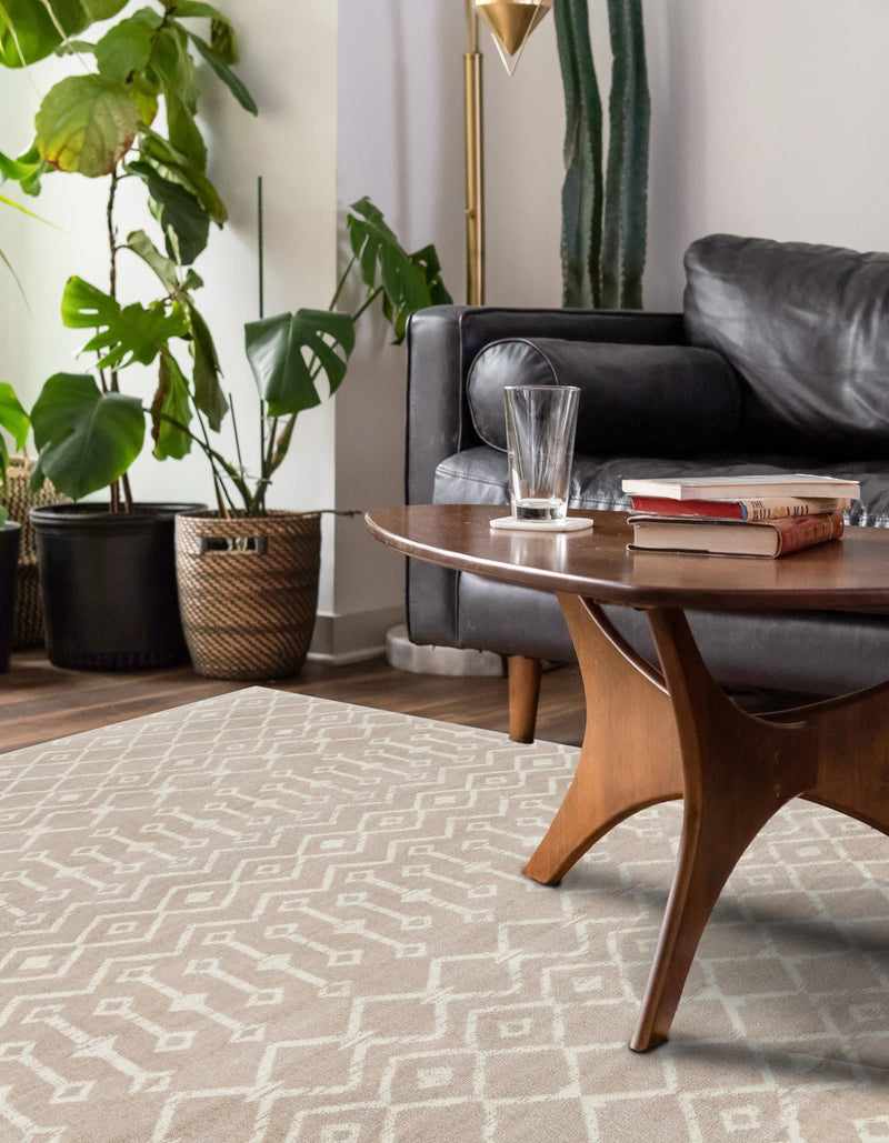 Marrakech Lattice Collection Area Rug - Medina (Beige) Rectangular Beige  lifestyle 44